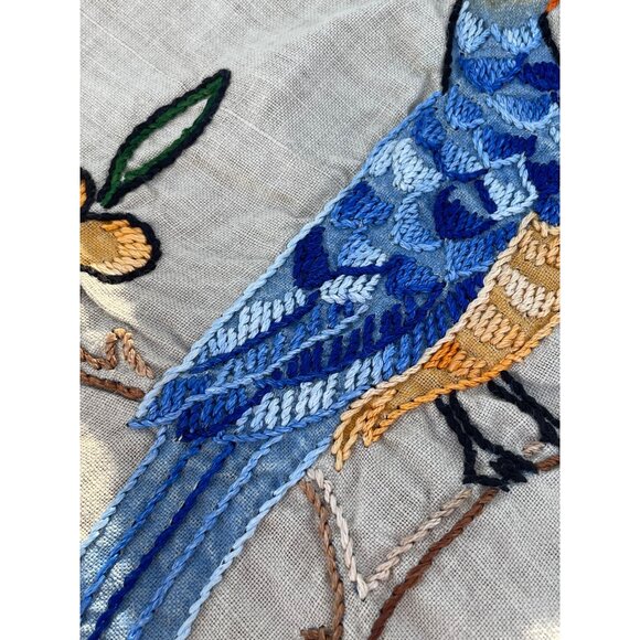 Arts & Crafts Linen Embroidery Table Runner Dresser Scarf Set Bird Of Paradise - Picture 11 of 16